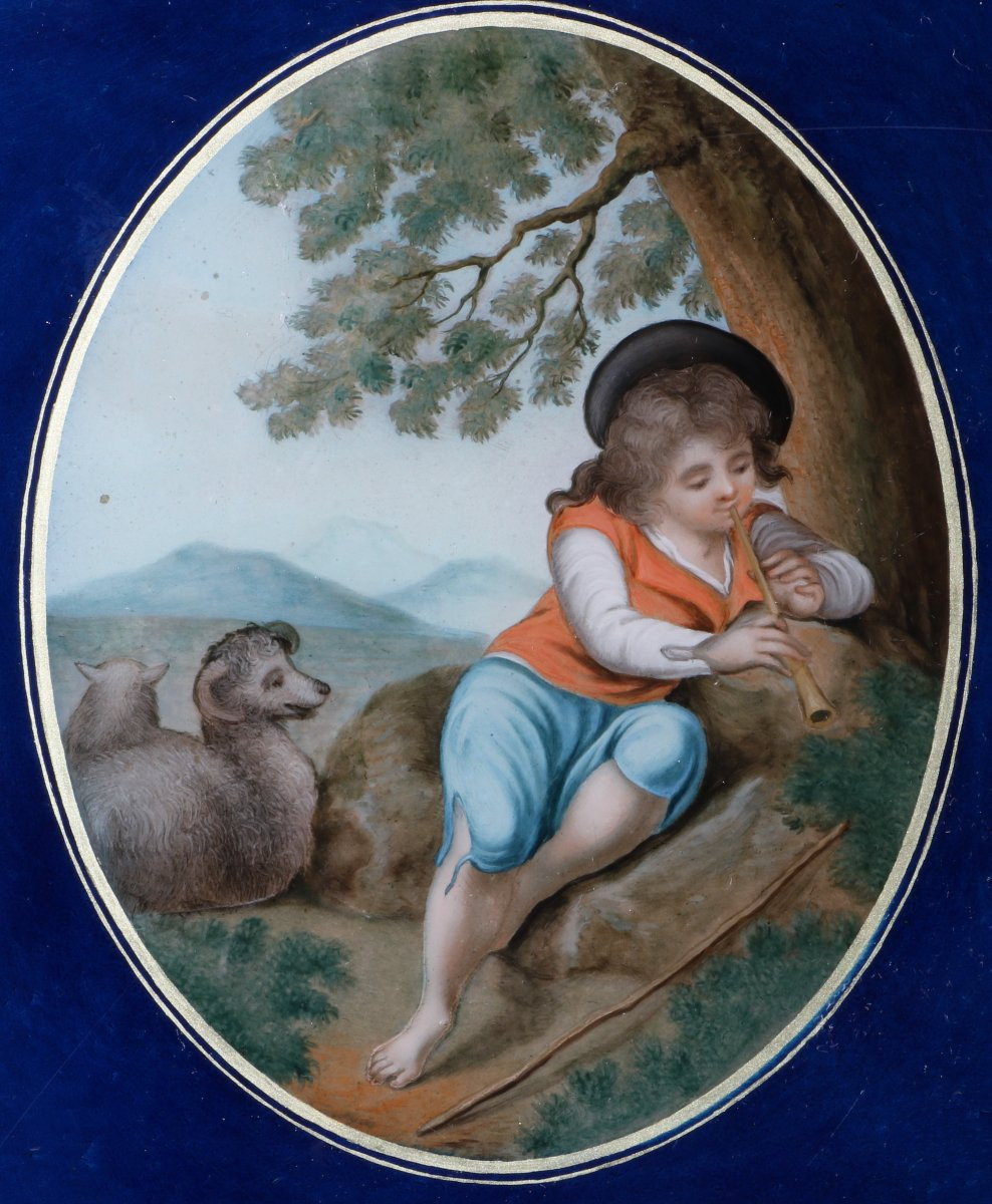 Chinese Export Reverse Glass Painting, Circa 1800-photo-4