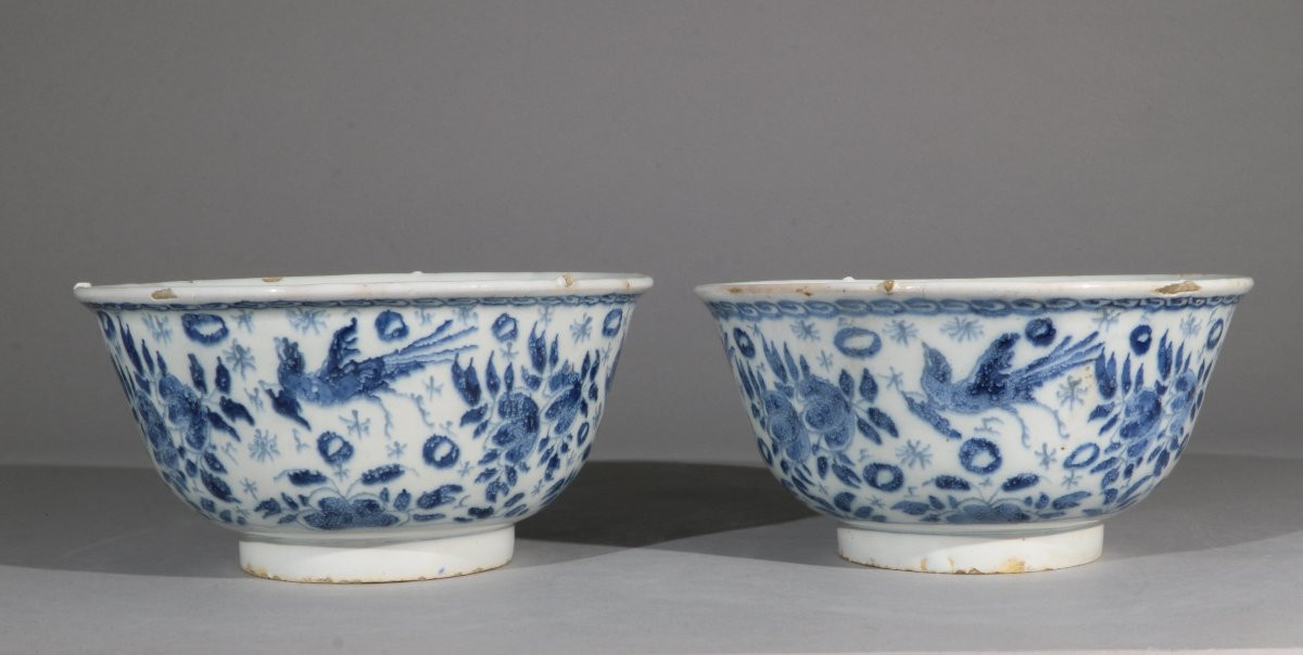 Pair Of Delft Bowls, Early 18th Century-photo-3