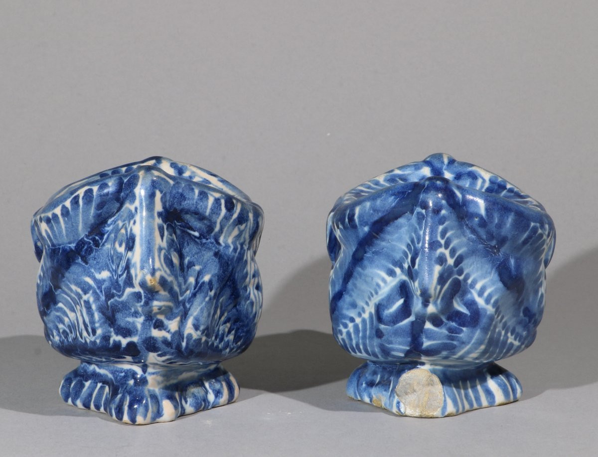 Pair Of Italian Earthenware Salt Cellars, 17th Century-photo-2
