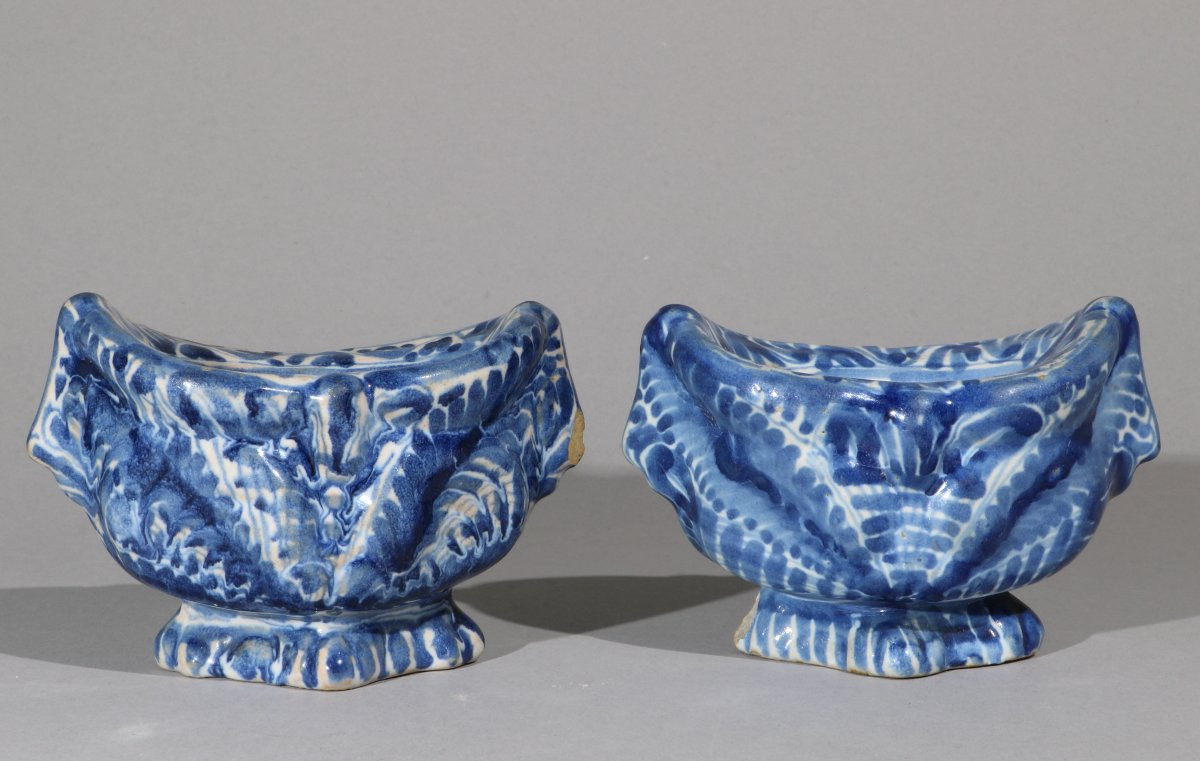 Pair Of Italian Earthenware Salt Cellars, 17th Century-photo-3