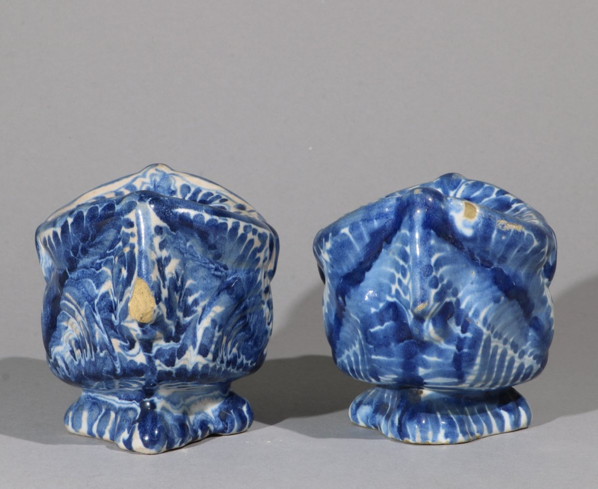Pair Of Italian Earthenware Salt Cellars, 17th Century-photo-2