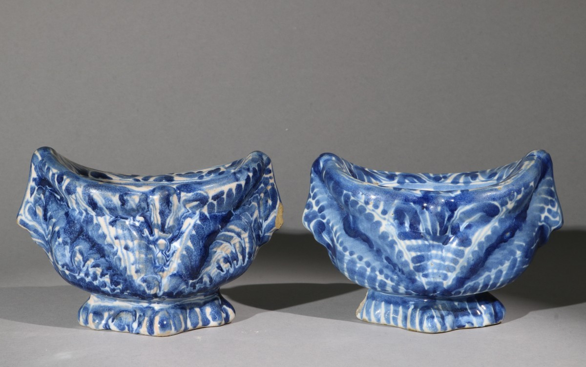 Pair Of Italian Earthenware Salt Cellars, 17th Century
