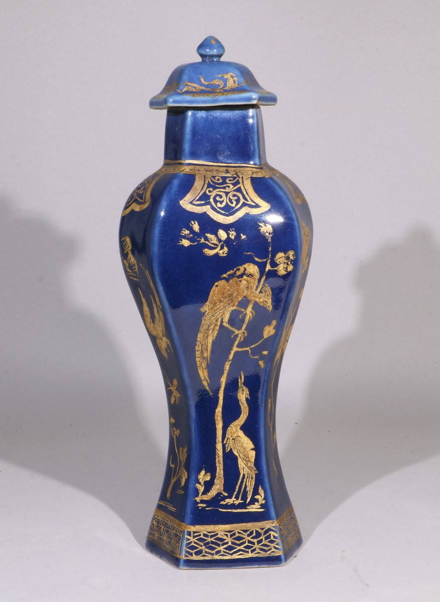 Vase Monochrome Chinois à décor doré, d'origine Européenne, XVIIIe siècle-photo-1