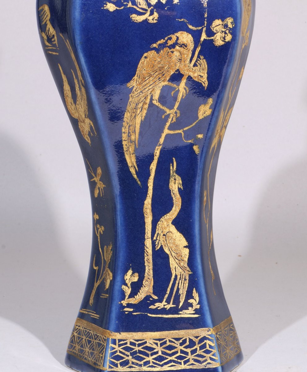 Vase Monochrome Chinois à décor doré, d'origine Européenne, XVIIIe siècle-photo-2