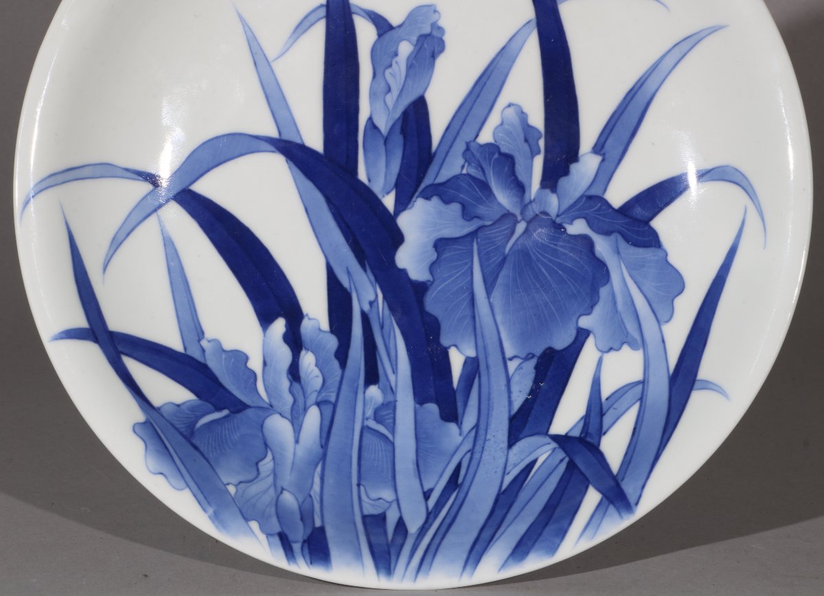 Plat en porcelaineJaponaise bleue et blanche, XIXe/XXe siècle-photo-3