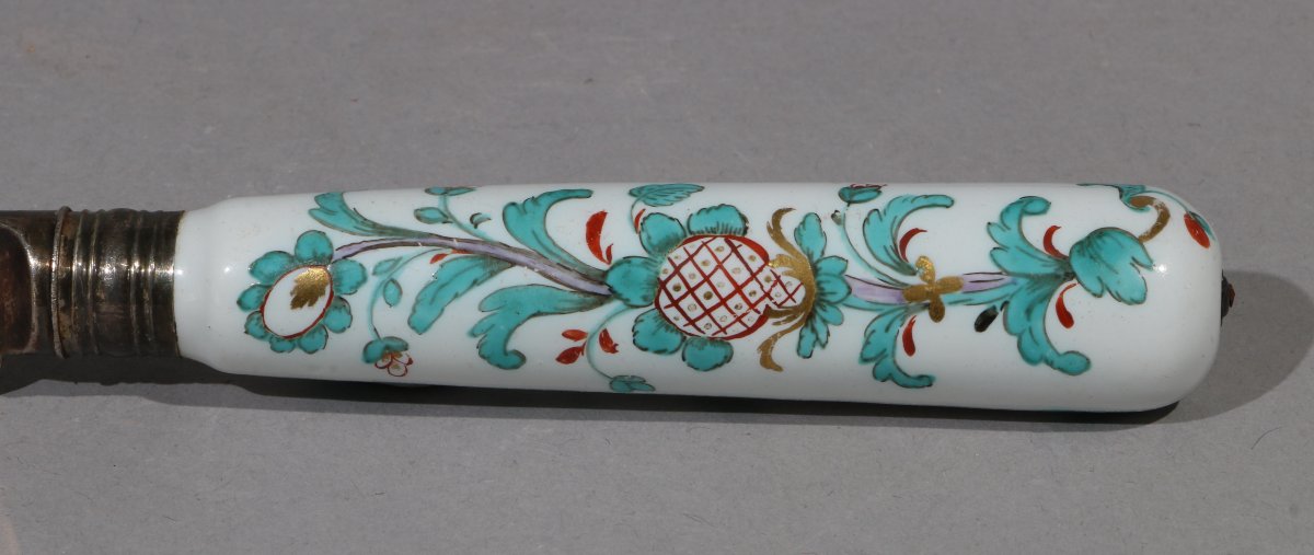 Paire de Manches de Couteau en Porcelaine de Chantilly, XVIIIe siècle-photo-2