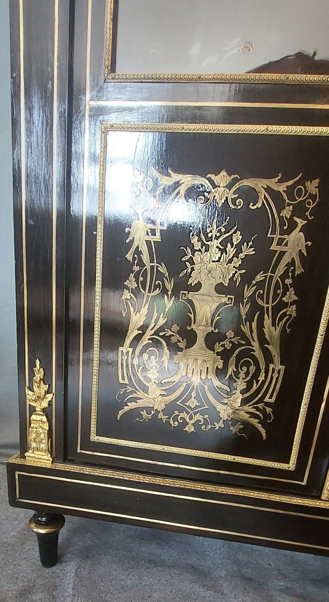 Napoleon III Library Engraved Brass Marquetry-photo-6