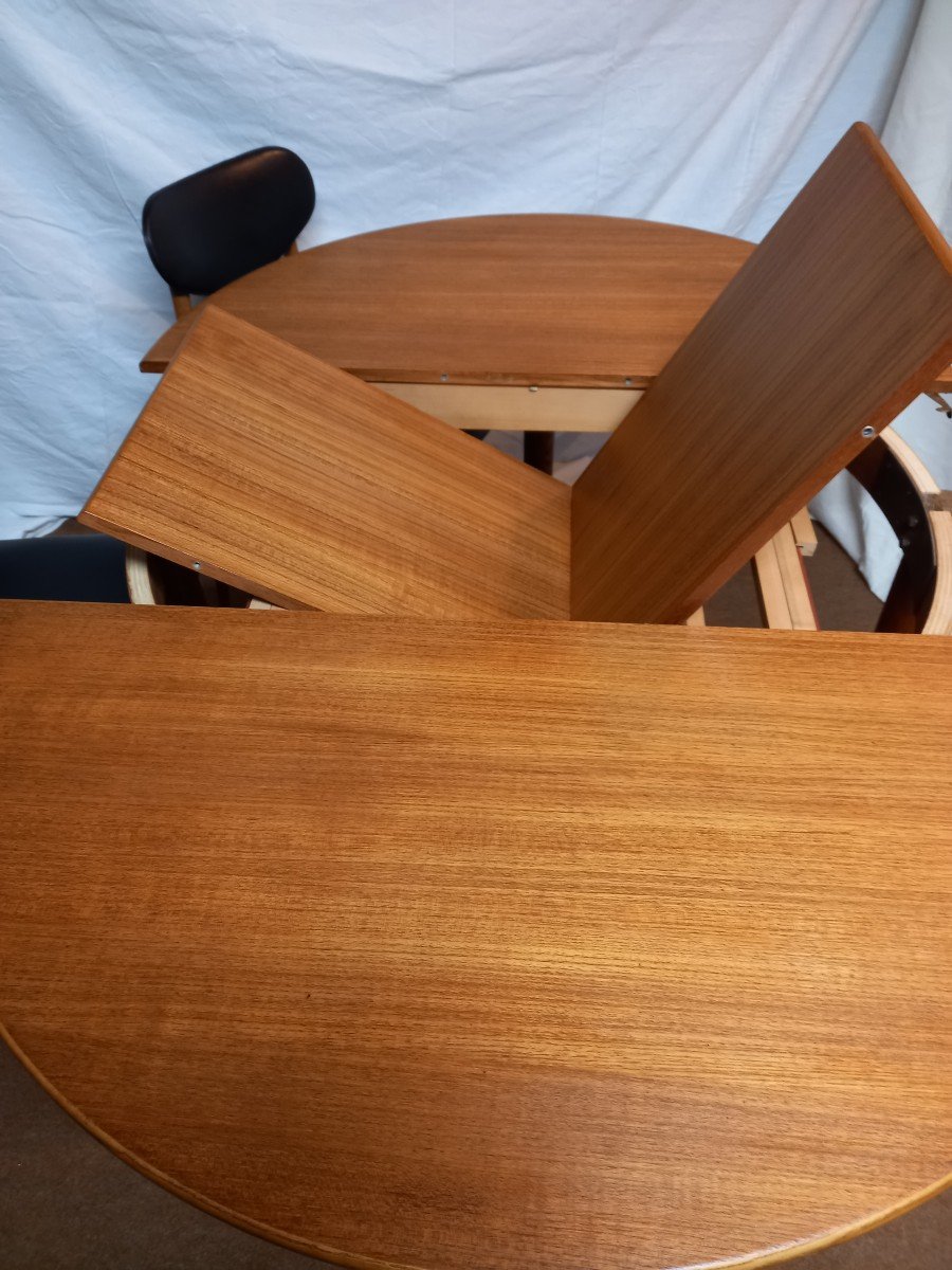 Danish Teak Table With 6 Danish Beech Chairs From The 70s-photo-2