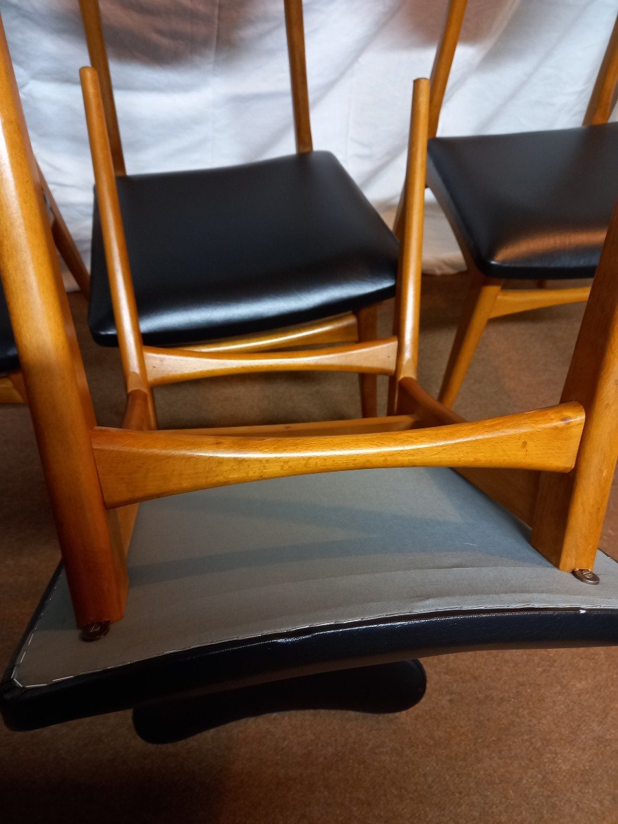 Danish Teak Table With 6 Danish Beech Chairs From The 70s-photo-2