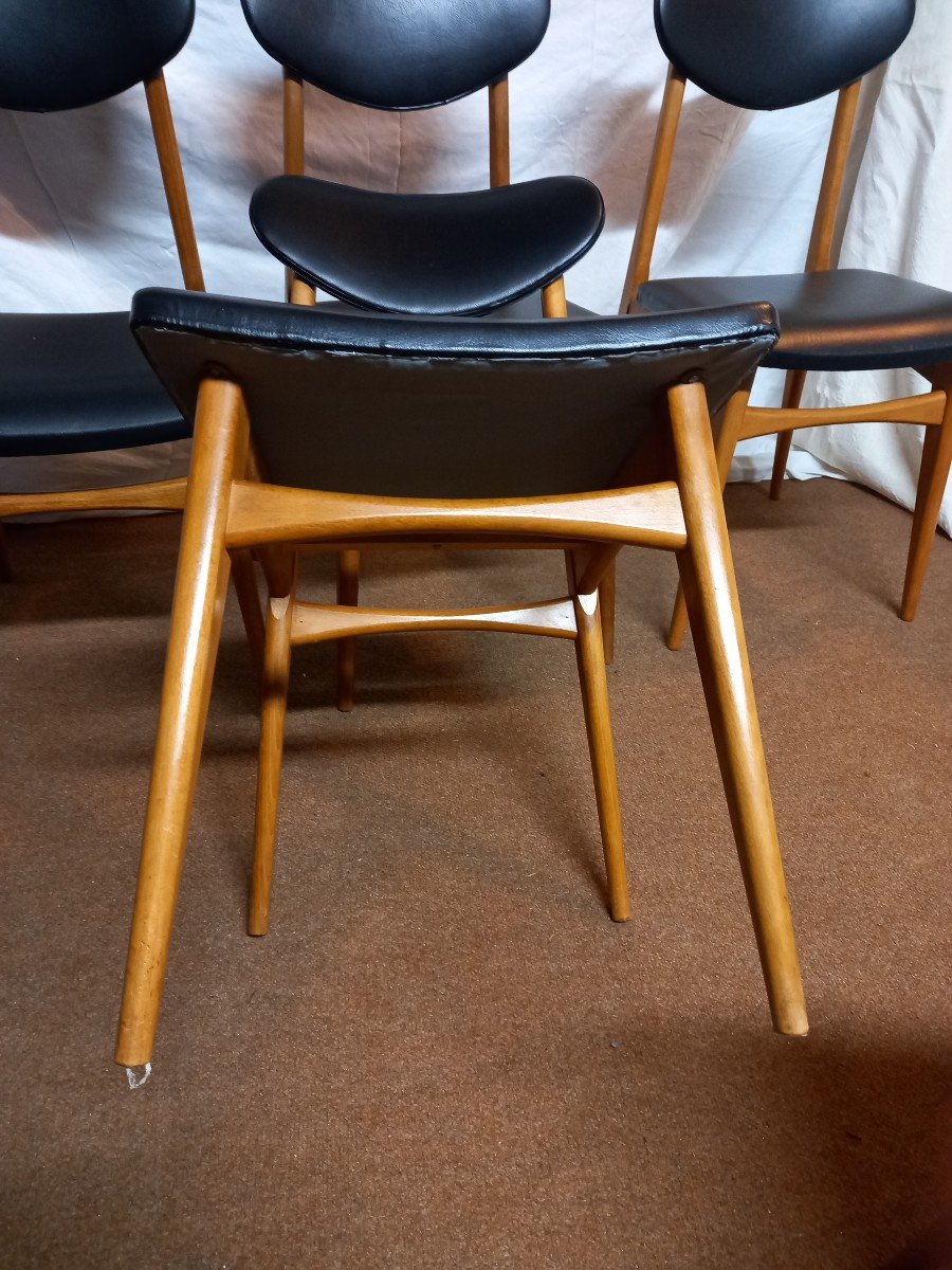 Danish Teak Table With 6 Danish Beech Chairs From The 70s-photo-3