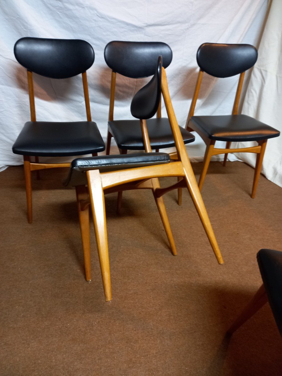 Danish Teak Table With 6 Danish Beech Chairs From The 70s-photo-6