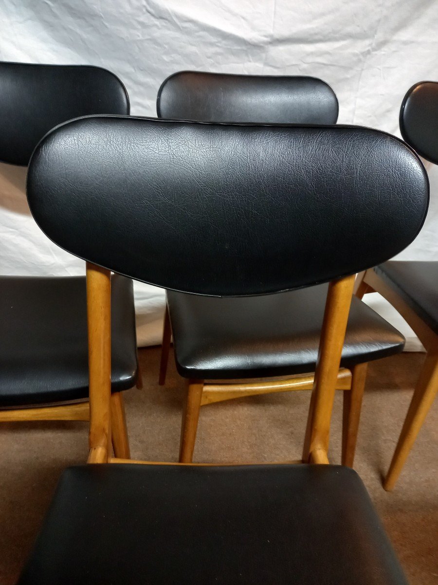 Danish Teak Table With 6 Danish Beech Chairs From The 70s-photo-7