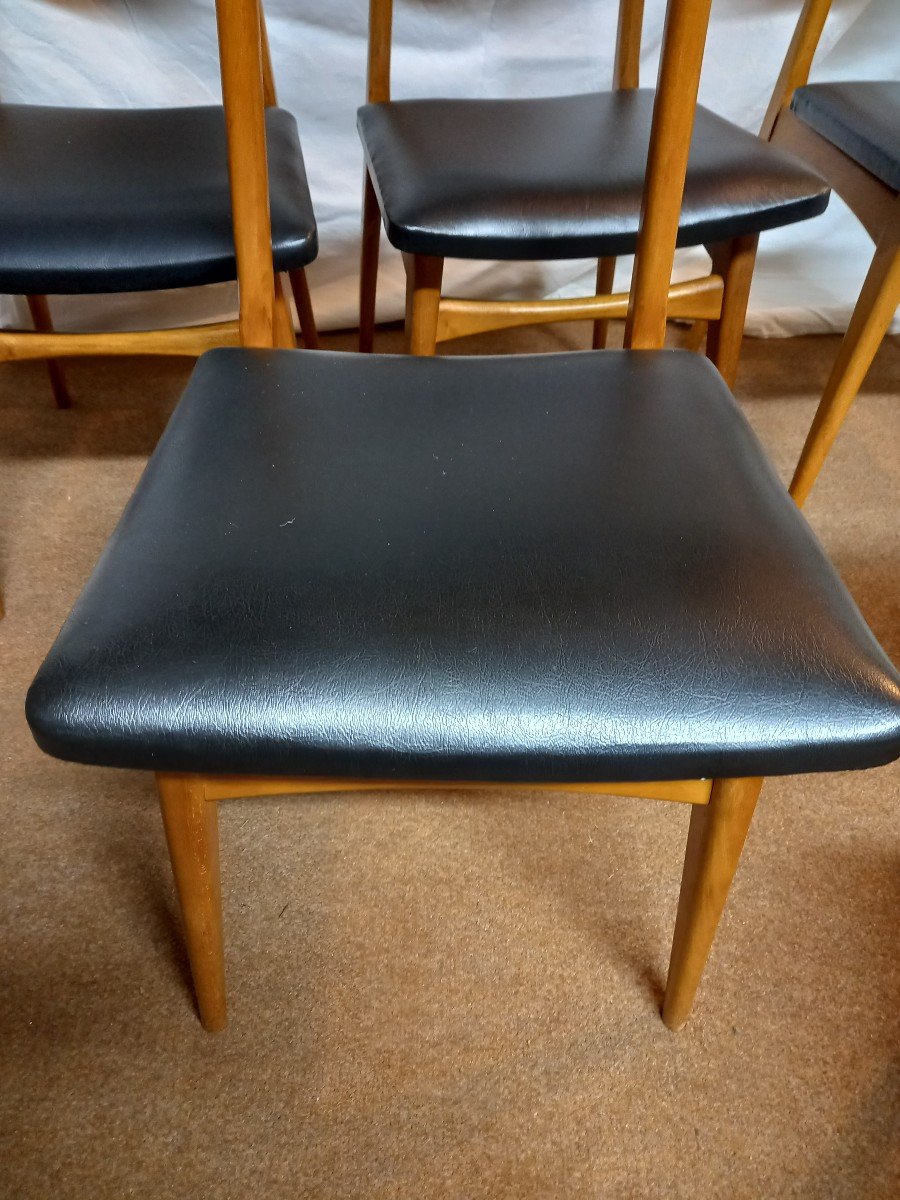 Danish Teak Table With 6 Danish Beech Chairs From The 70s-photo-8