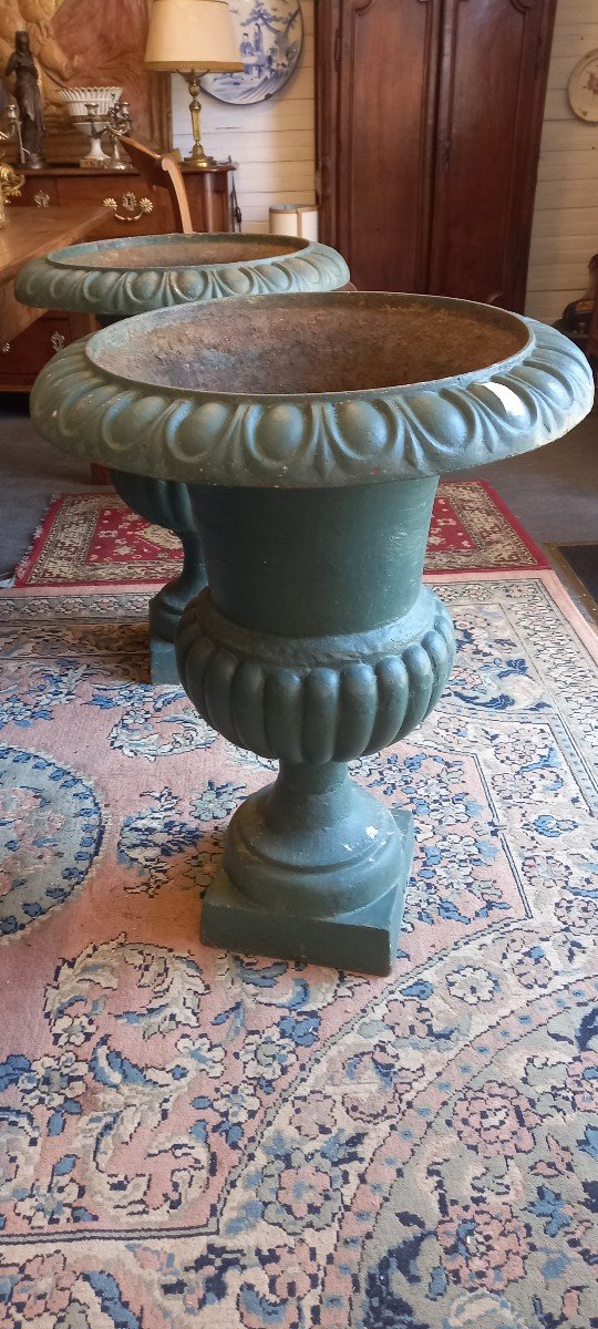 3 Grands Vases Medicis époque XIXème En Fonte-photo-4
