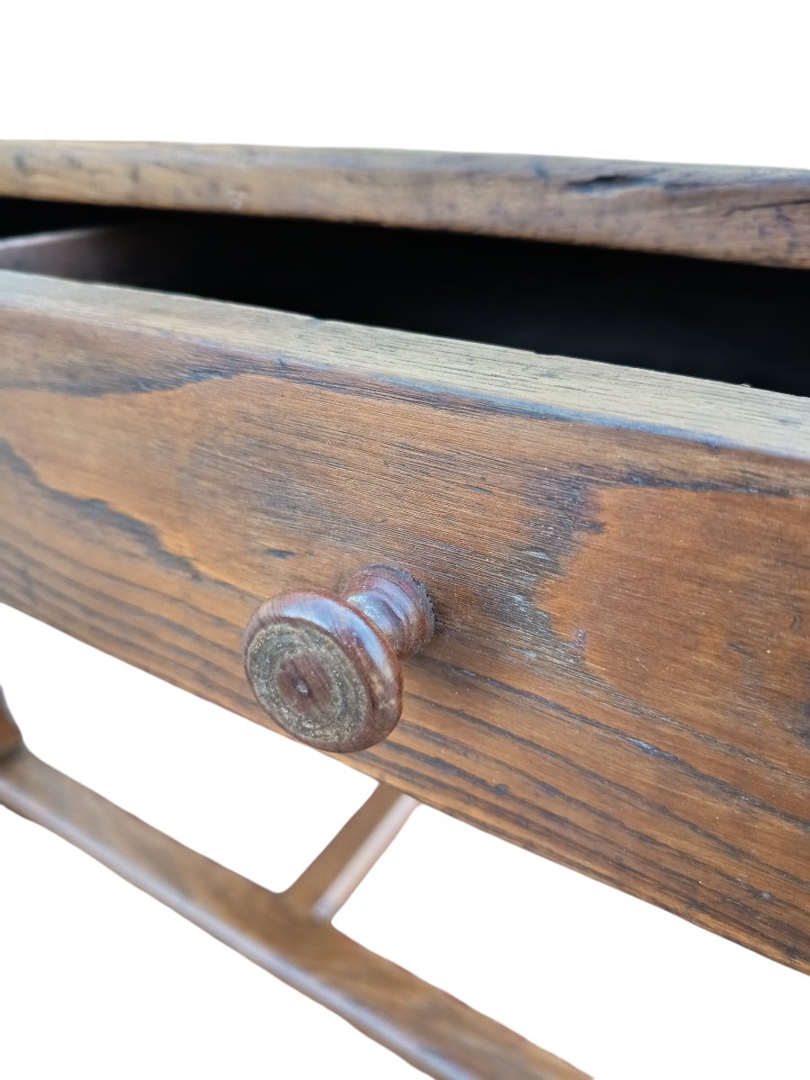 Large Farmhouse Table In Oak And Chestnut, Late 19th Century -photo-4