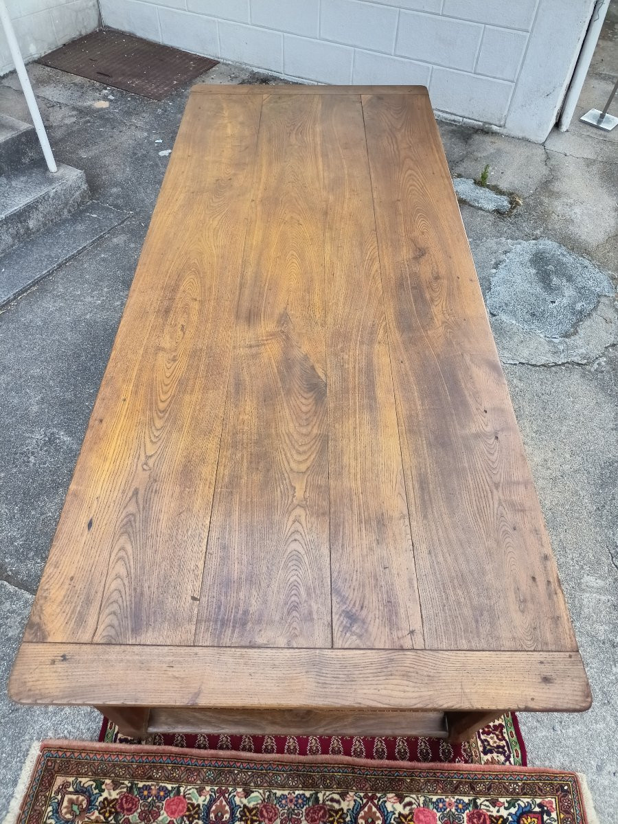 Grande table de ferme en Chêne et Châtaignier époque fin XIXème -photo-7