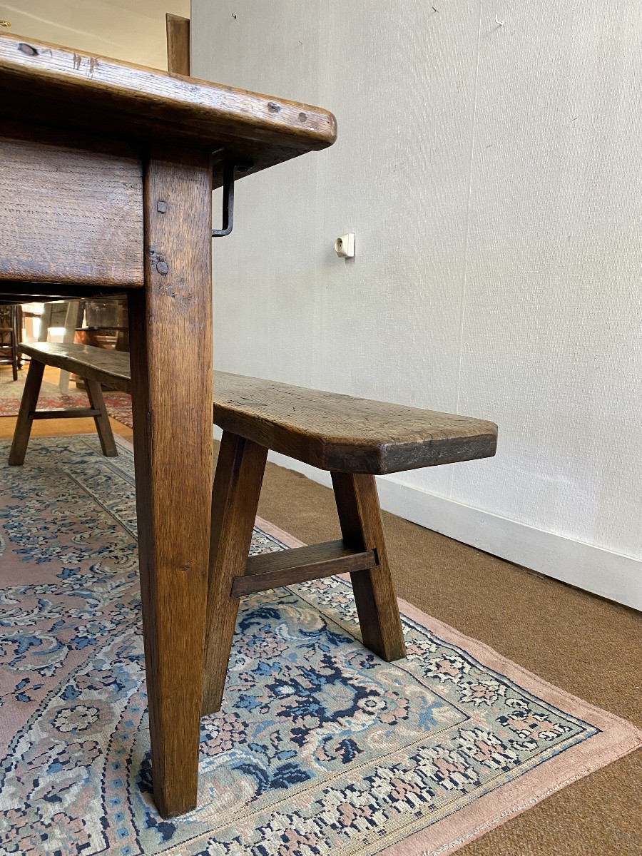Table de ferme - Fin du XIXe siècle - Châtaignier et chêne-photo-3