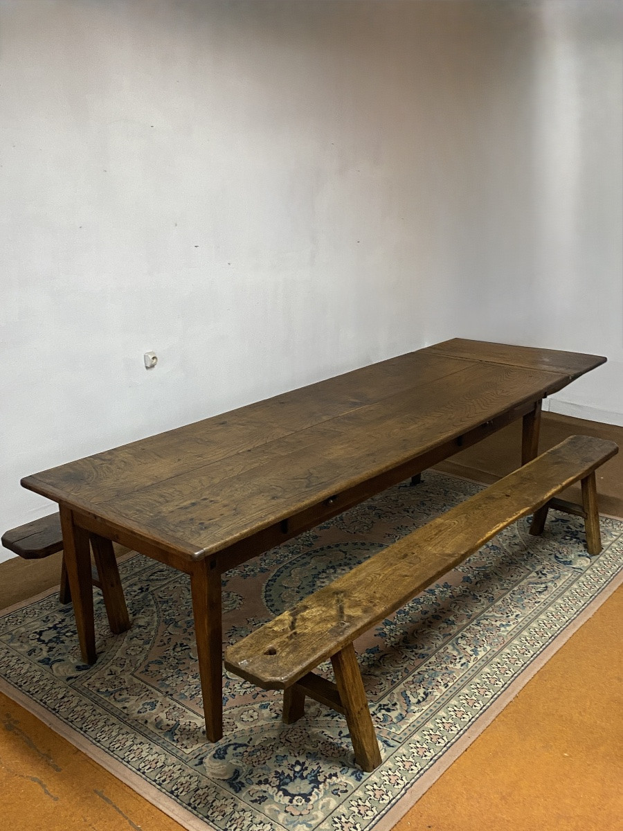 Table de ferme - Fin du XIXe siècle - Châtaignier et chêne-photo-4