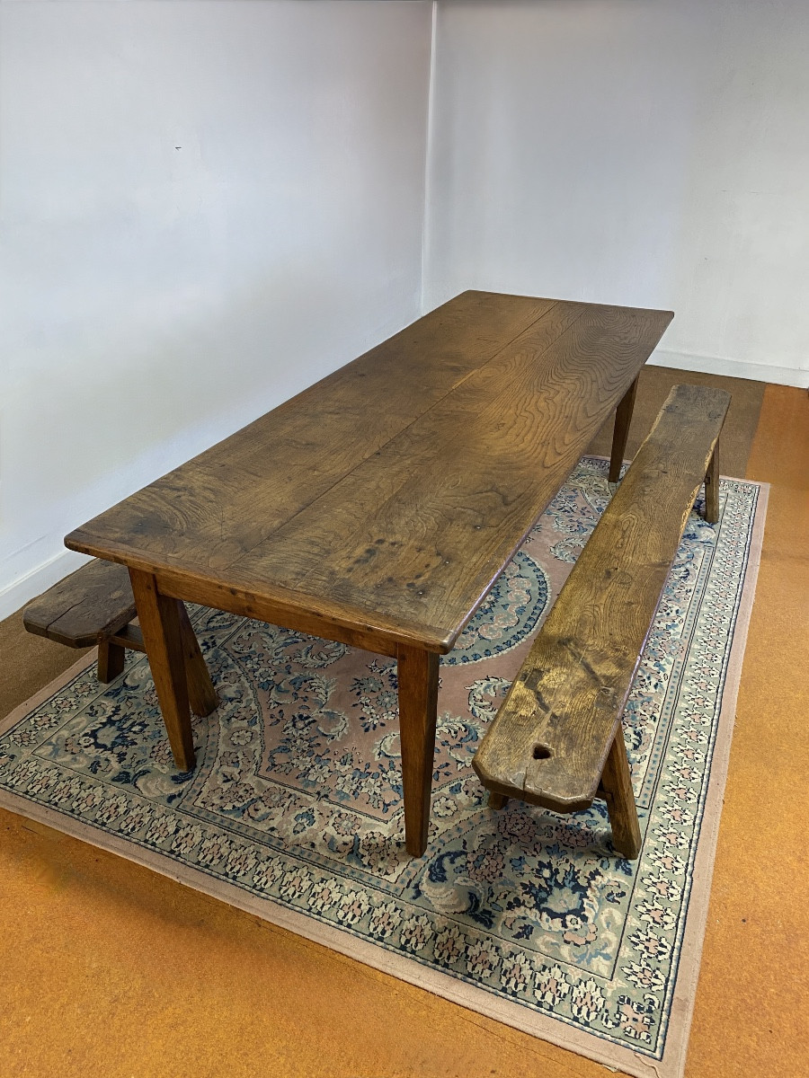 Table de ferme - Fin du XIXe siècle - Châtaignier et chêne-photo-2