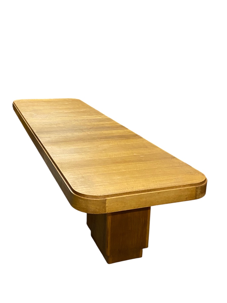 Large Art Deco Oak Table-photo-2