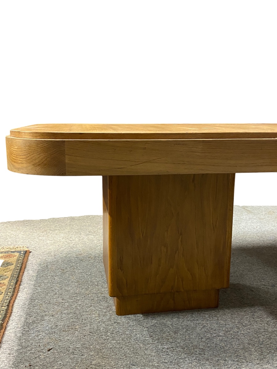 Large Art Deco Oak Table-photo-4
