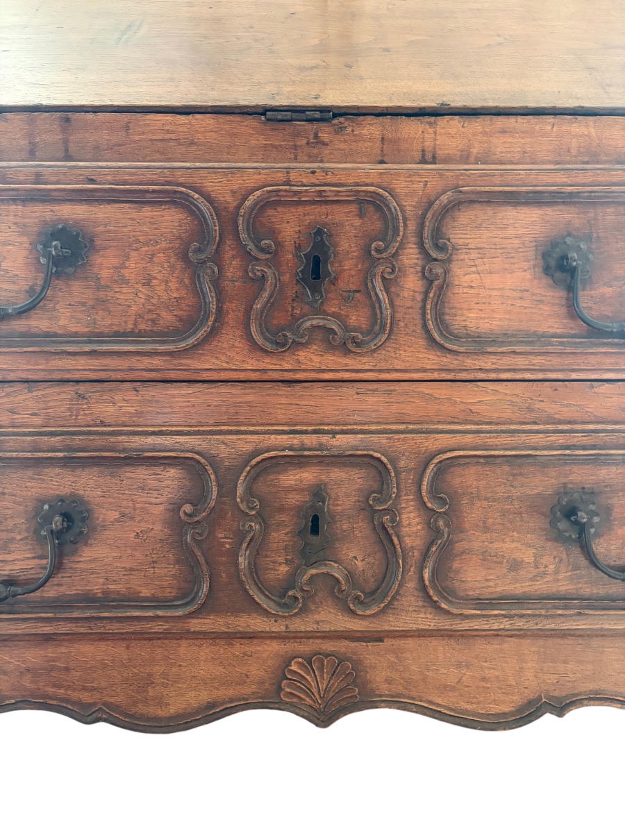 18th-century Oak Writing Desk – Drop-front And 15 Drawers-photo-3