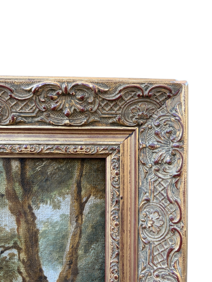 Tableau Scène Galante XIXe - D'après Nicolas Lancret - Huile sur Toile-photo-2