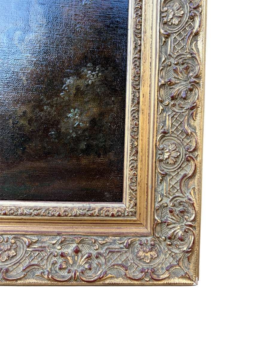 Tableau Scène Galante XIXe - D'après Nicolas Lancret - Huile sur Toile-photo-3