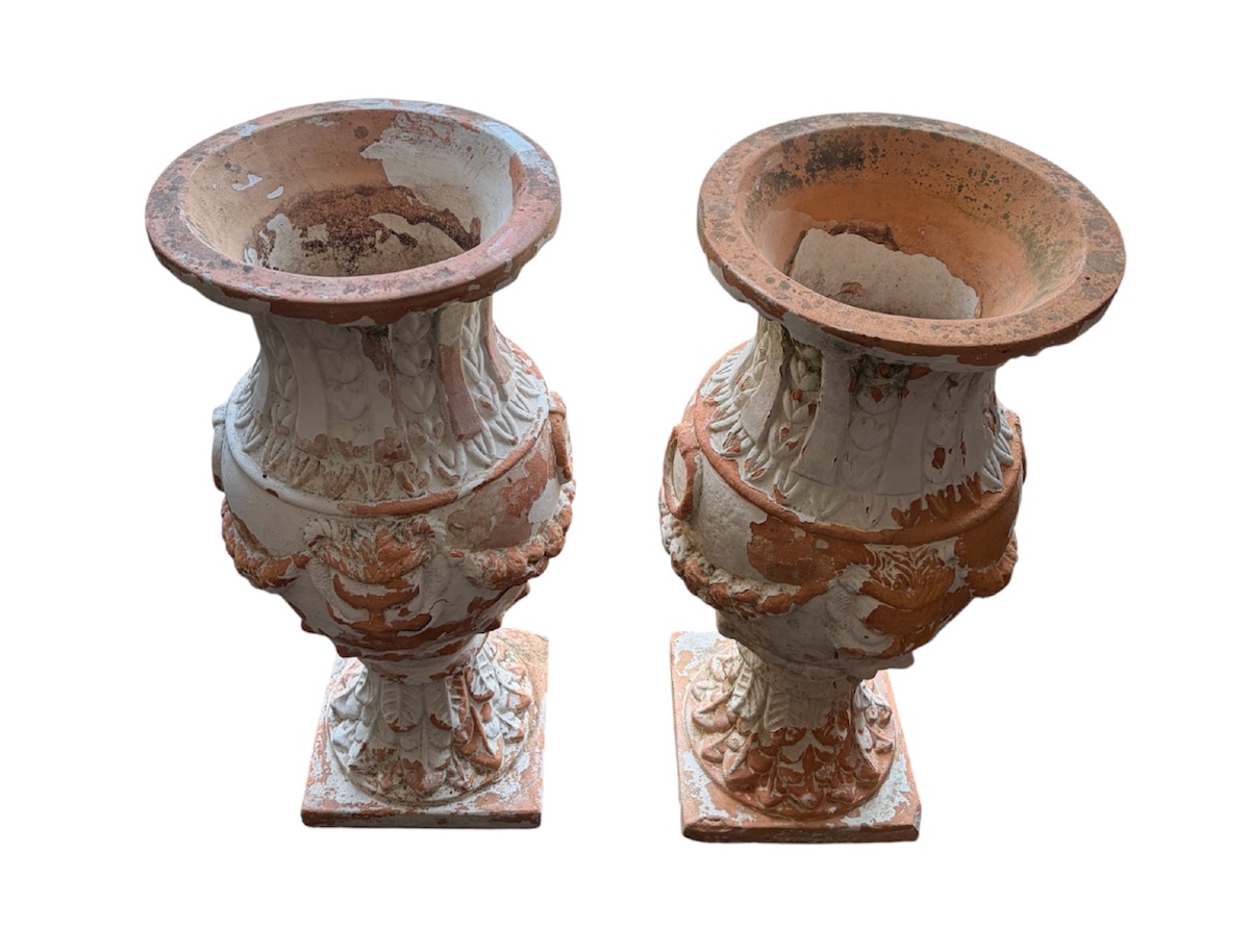 Pair Of 20th-century Terracotta Medicis Vases -photo-2
