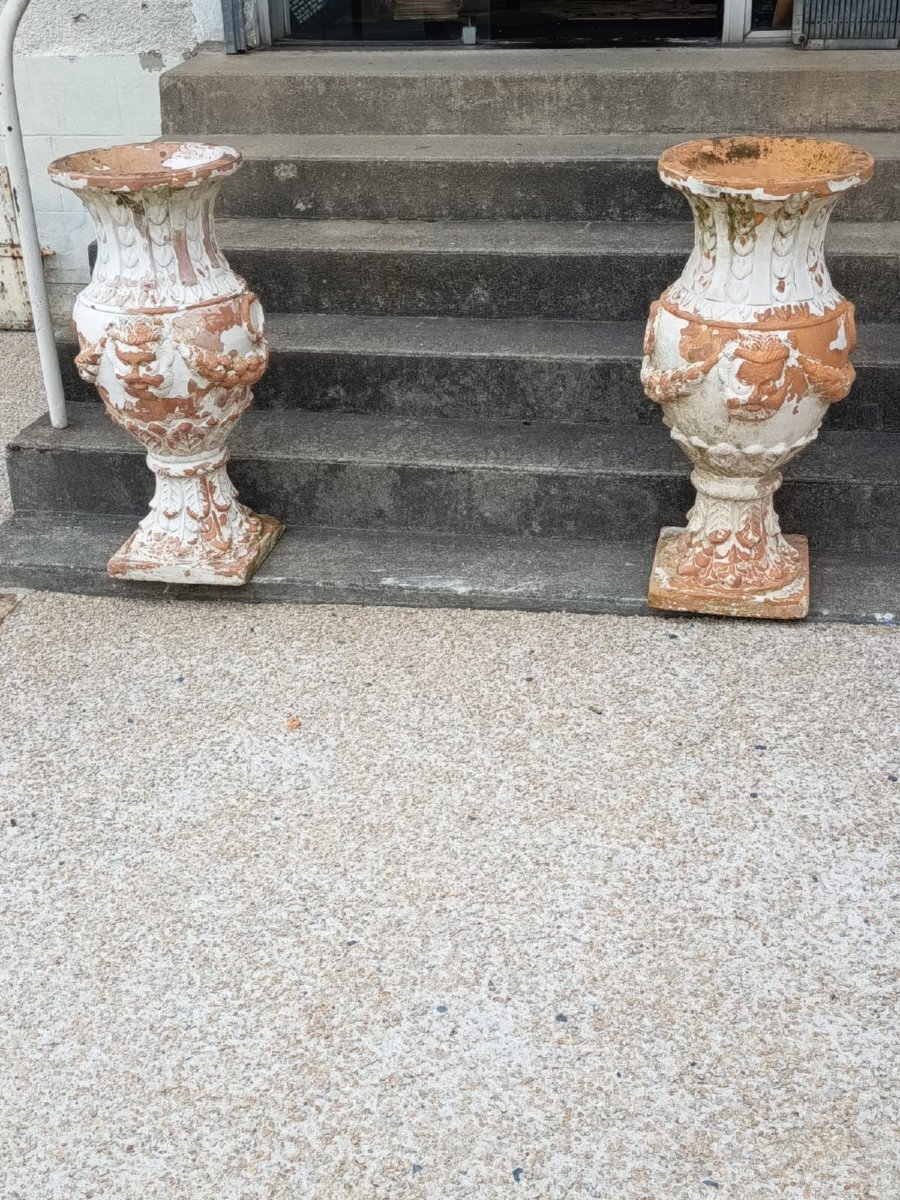Pair Of 20th-century Terracotta Medicis Vases -photo-4