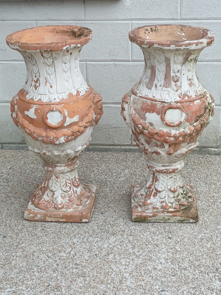 Pair Of 20th-century Terracotta Medicis Vases 