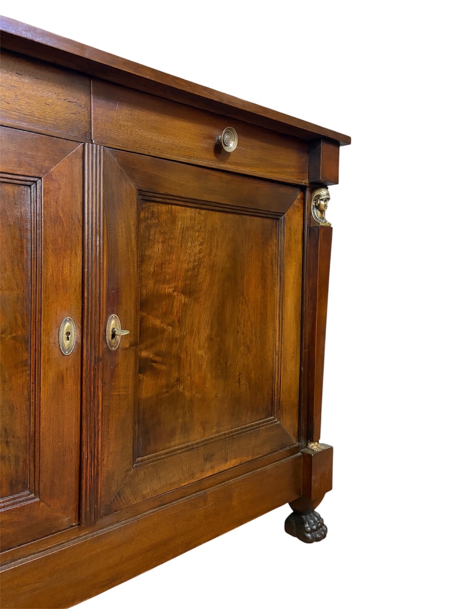 Enfilade en noyer, style Retour d'Égypte, époque Empire, début 19e siècle-photo-3