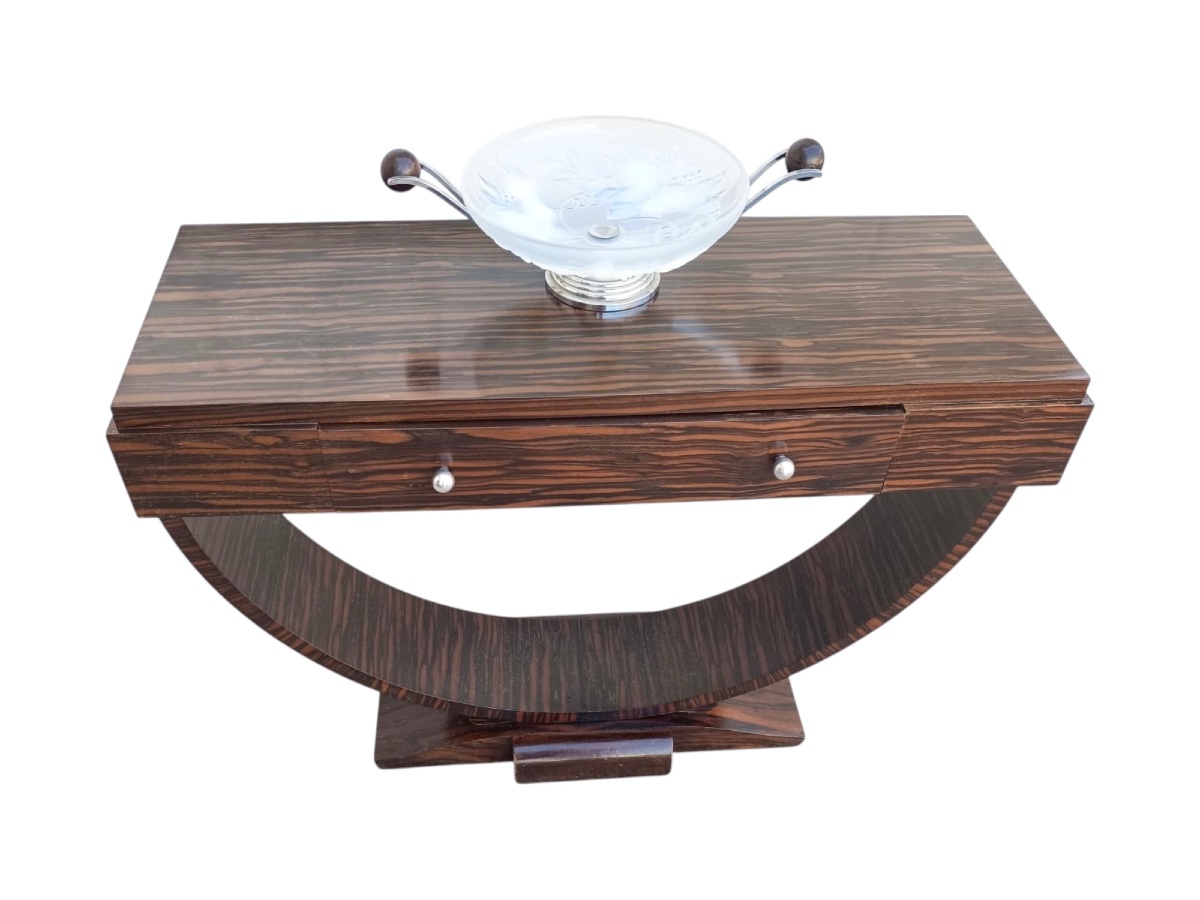Art Deco Macassar Ebony Console Table, 1930s-photo-3