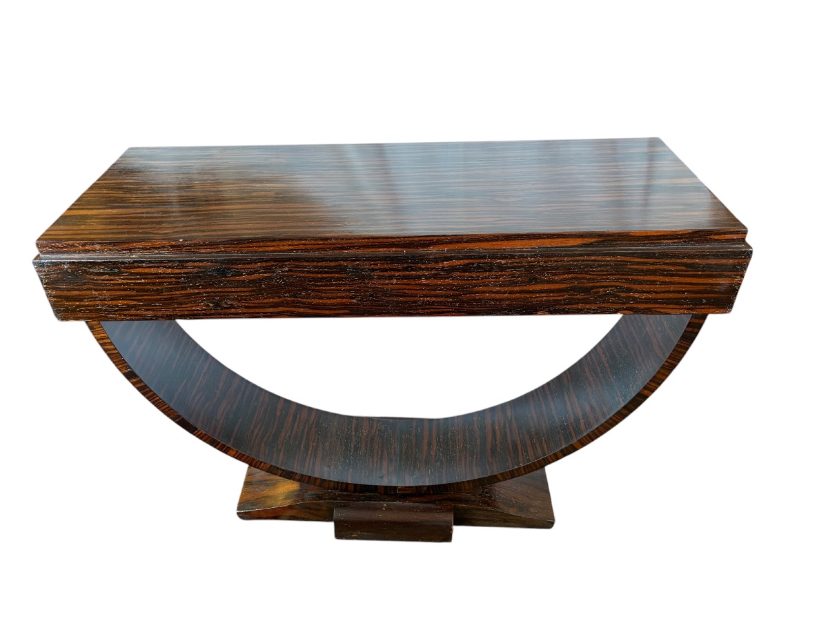 Art Deco Macassar Ebony Console Table, 1930s-photo-8