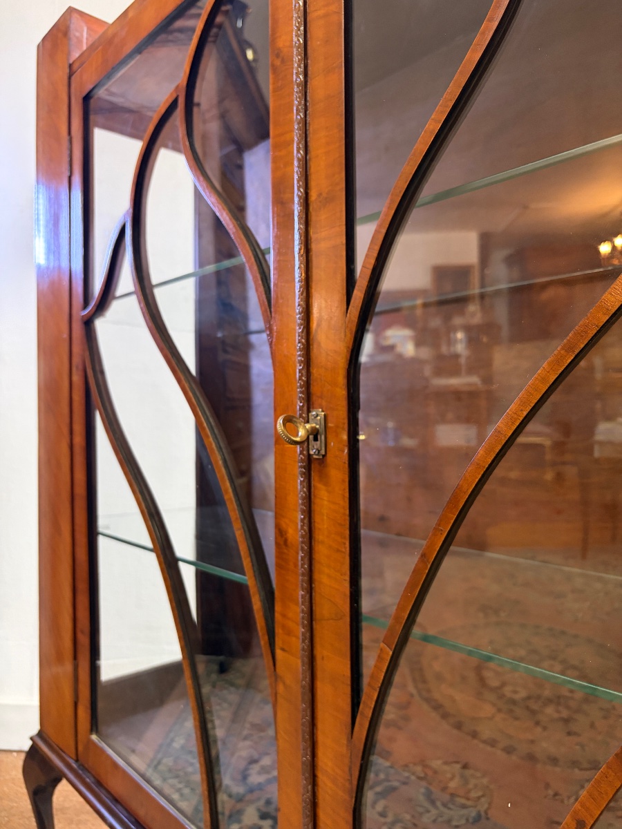 English Art Deco Mahogany Display Cabinet (1930)-photo-3