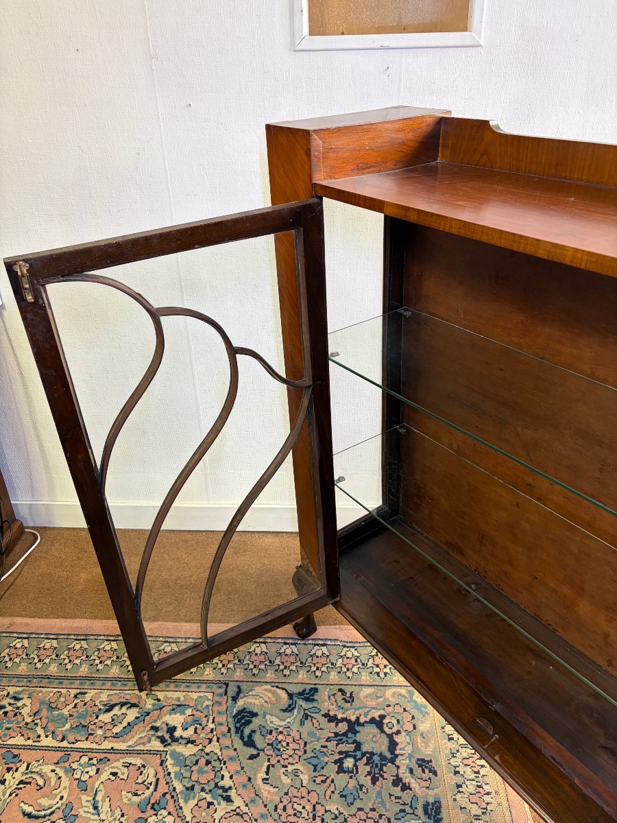 English Art Deco Mahogany Display Cabinet (1930)-photo-2