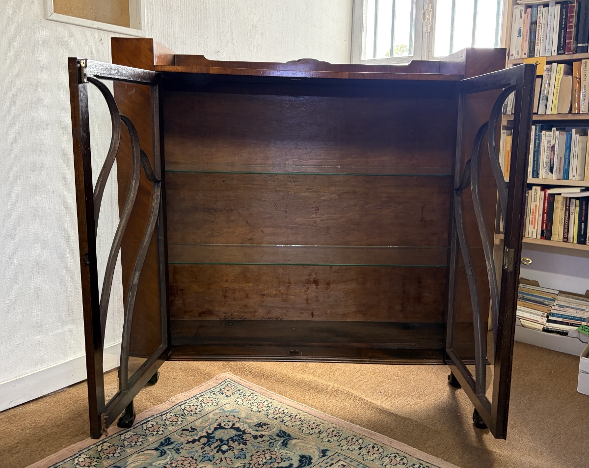 English Art Deco Mahogany Display Cabinet (1930)-photo-3