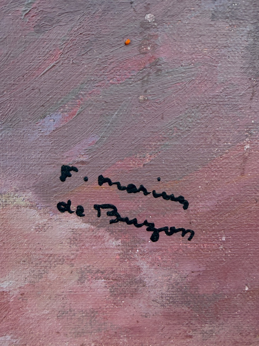 Frédéric Marius de Buzon (1879-1958) – Bouquet de Fleurs au Pichet, Huile sur Toile-photo-4