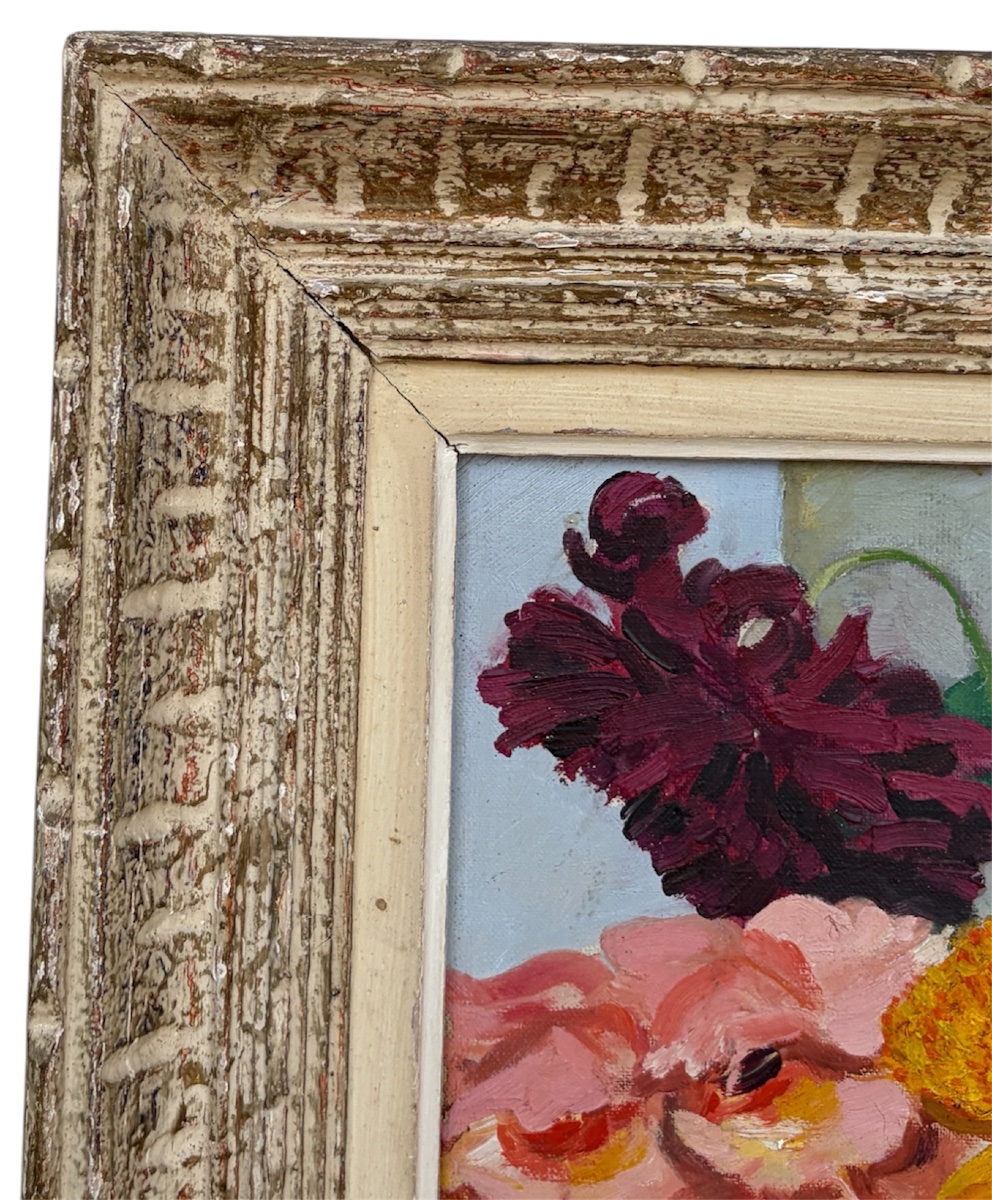 Frédéric Marius de Buzon (1879-1958) – Bouquet de Fleurs au Pichet, Huile sur Toile-photo-5