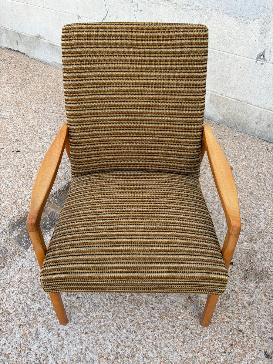 Pair Of 1970s Scandinavian-style Armchairs In Light Beech-photo-4