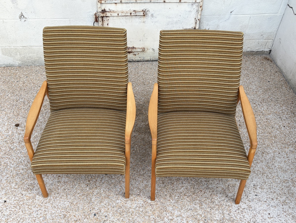Pair Of 1970s Scandinavian-style Armchairs In Light Beech-photo-6