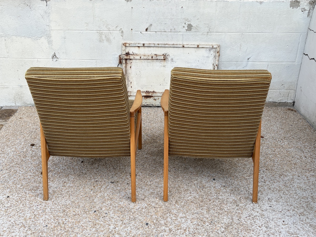 Pair Of 1970s Scandinavian-style Armchairs In Light Beech-photo-7