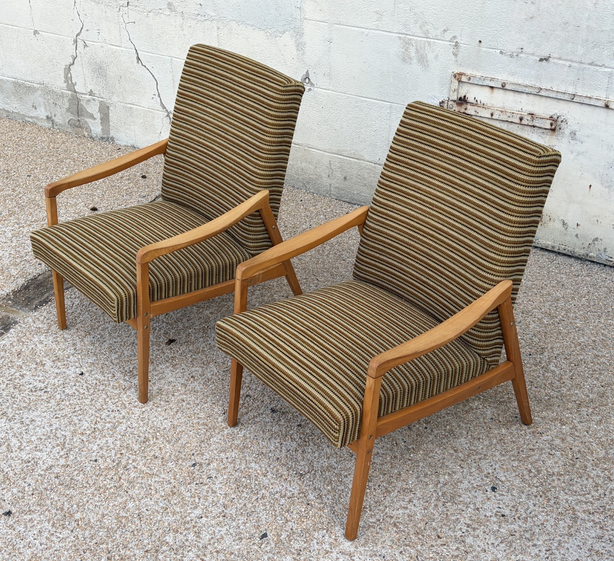 Pair Of 1970s Scandinavian-style Armchairs In Light Beech