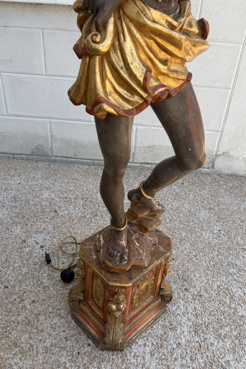 7-light Floor Lamp Depicting A Nubian In The Venetian Style (20th Century)-photo-4
