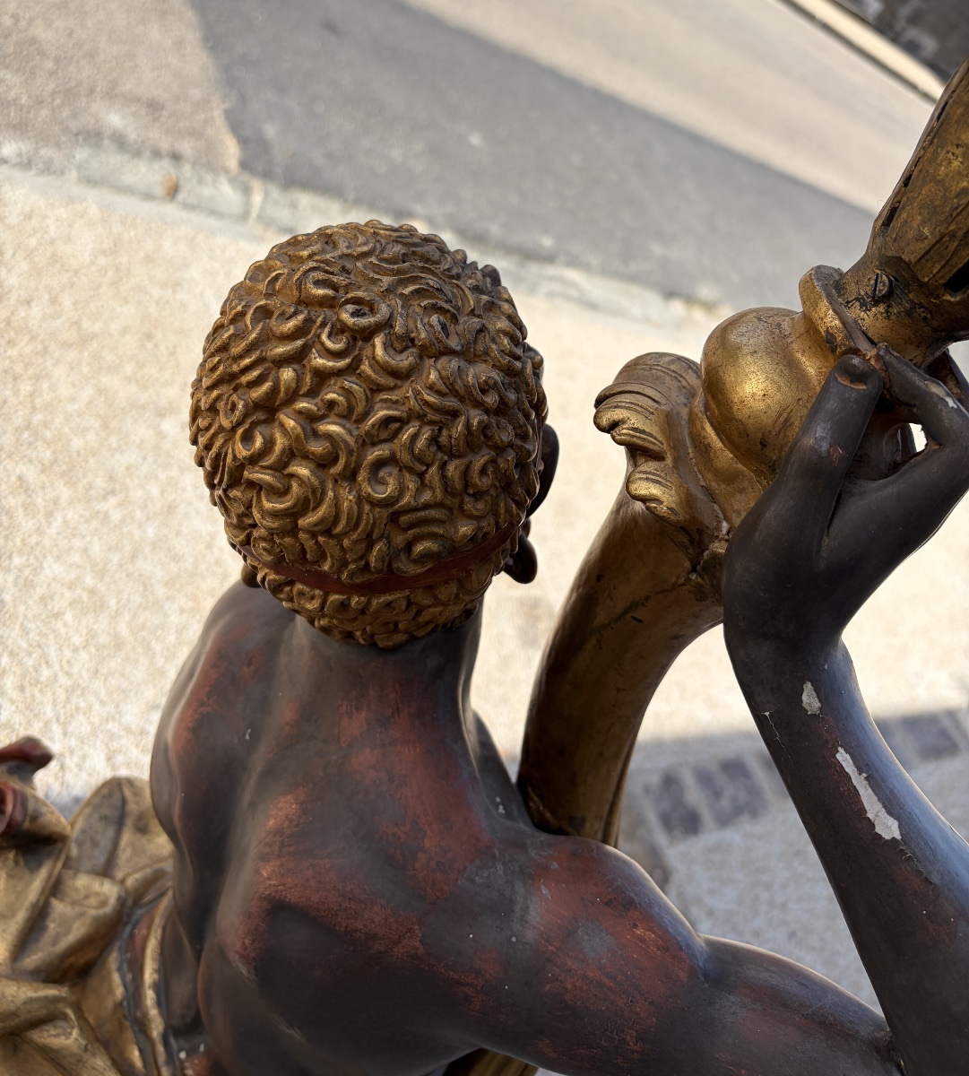 7-light Floor Lamp Depicting A Nubian In The Venetian Style (20th Century)-photo-7