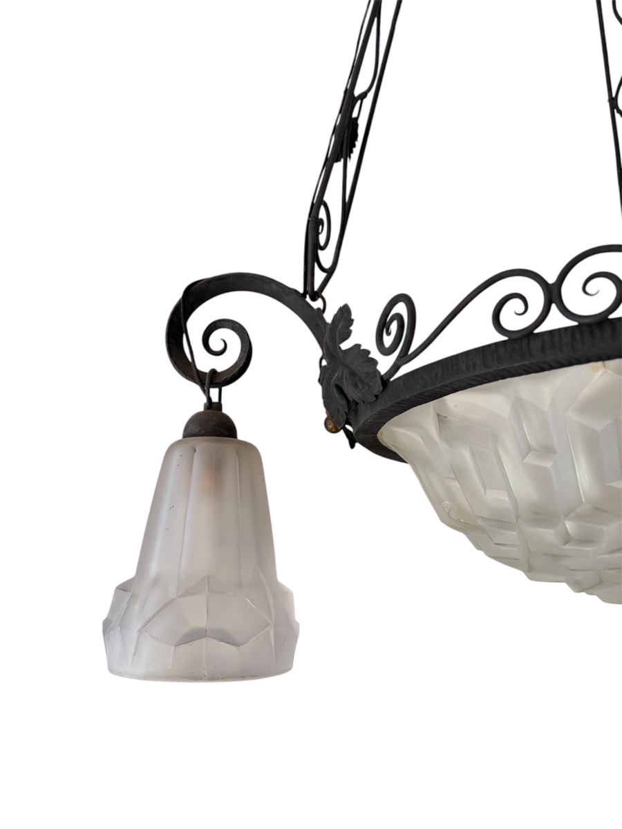 Art Nouveau Chandelier - Signed Degué-photo-2