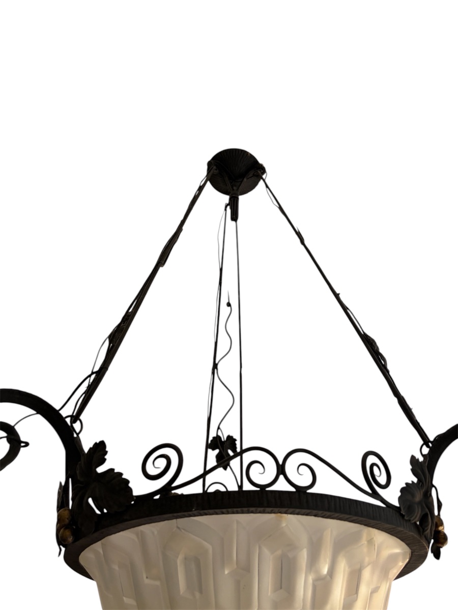 Art Nouveau Chandelier - Signed Degué-photo-5