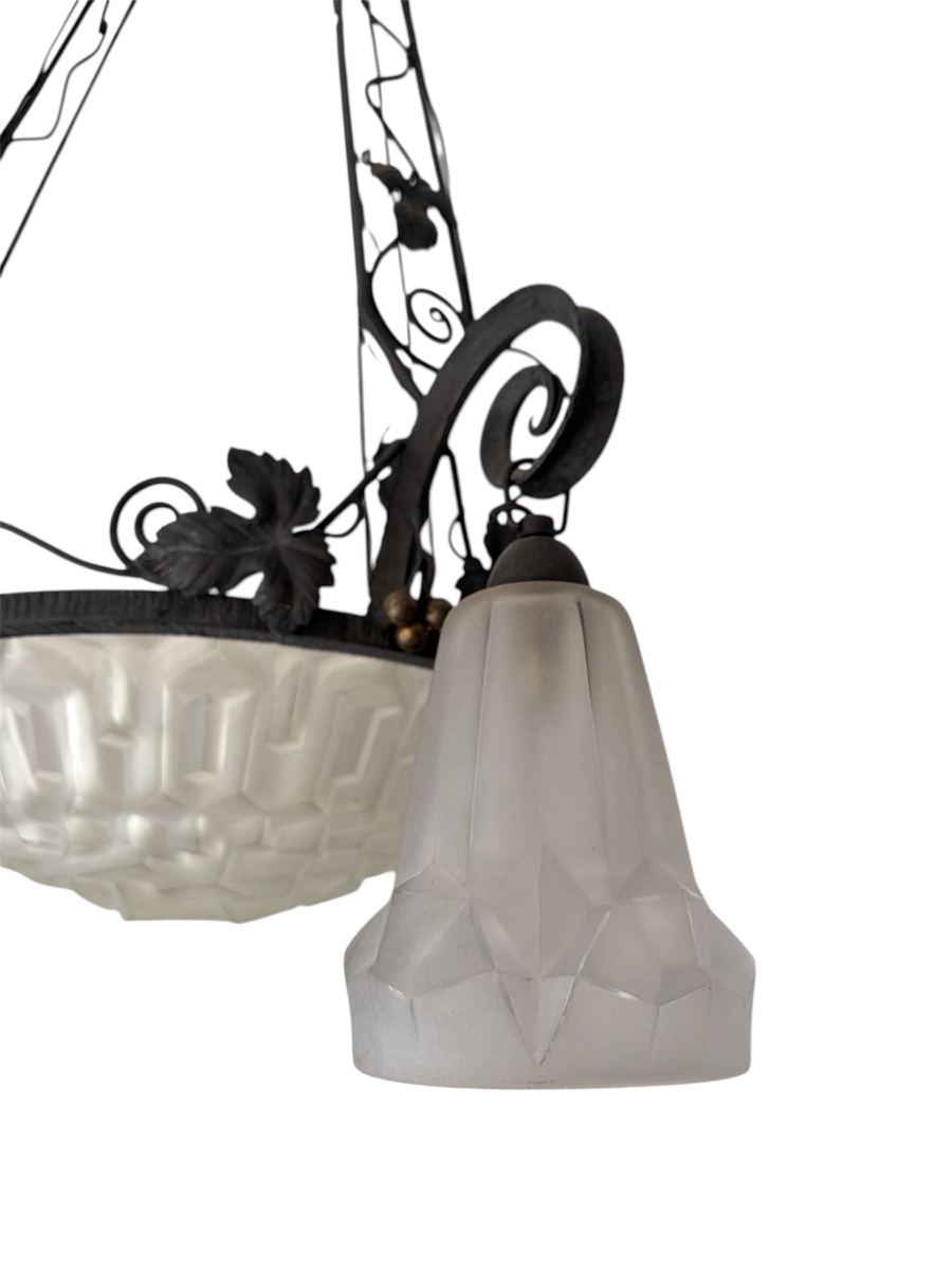 Art Nouveau Chandelier - Signed Degué-photo-6