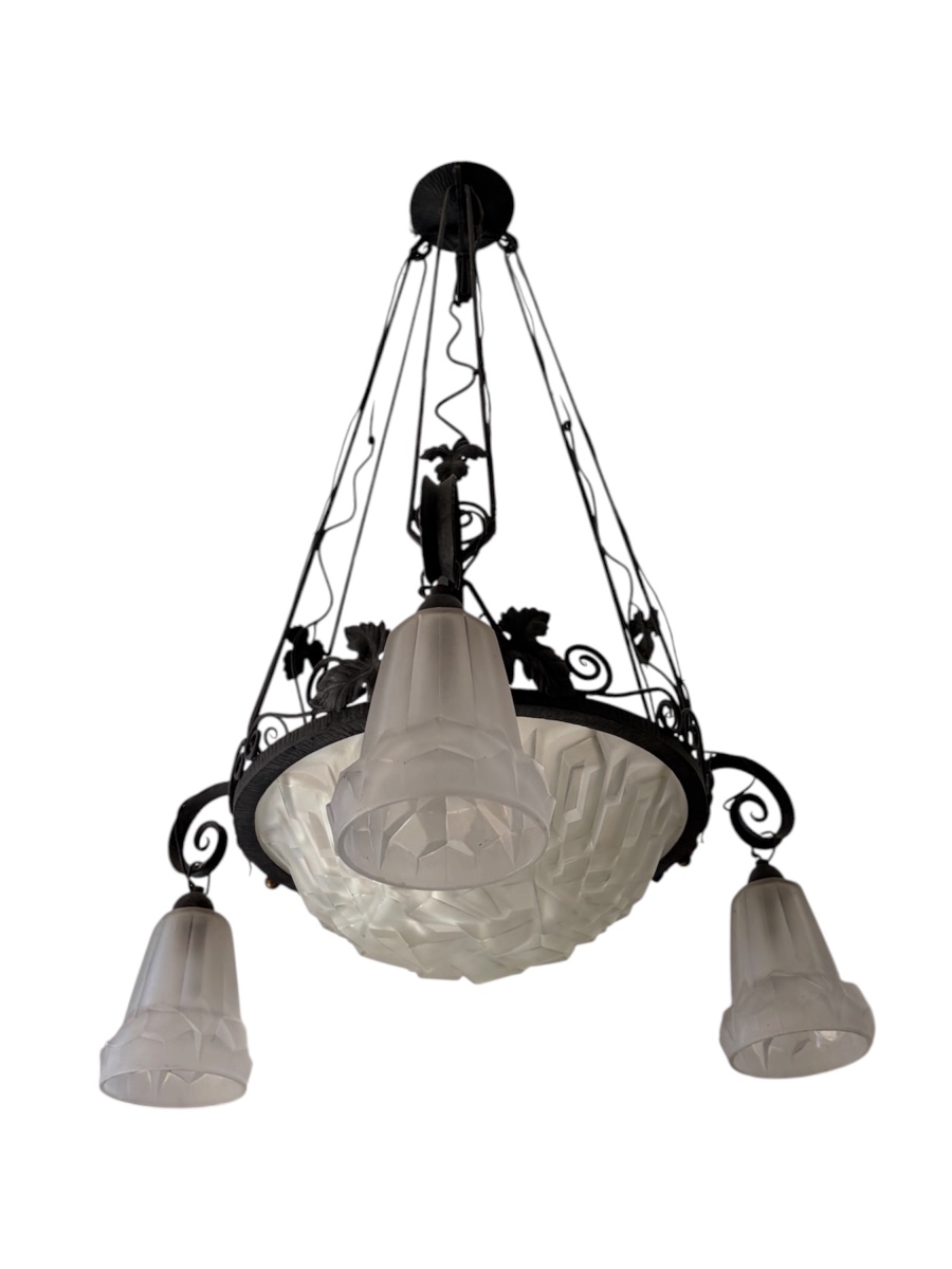 Art Nouveau Chandelier - Signed Degué