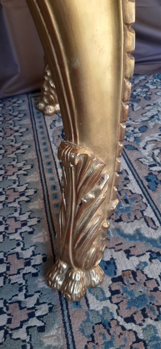 Grande Console De Style Louis XV En Bois Doré-photo-2